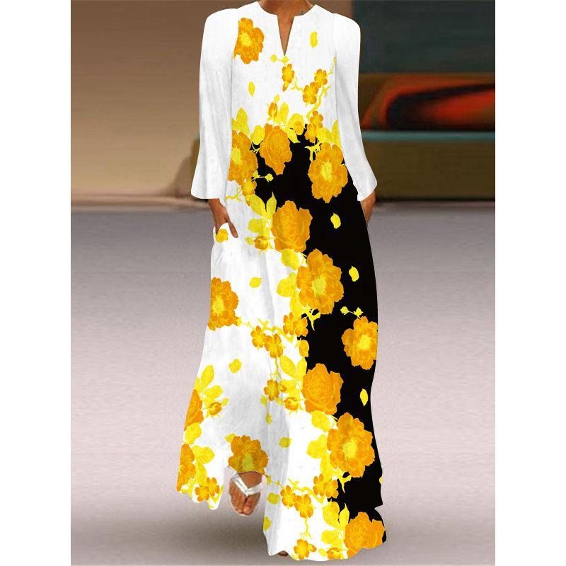 2025 Autumn New Women's Big Red Dress V Neck Long Sleeves Pocket Dress Stage Show Performance Costume