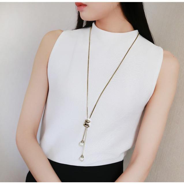 Korean Version of the New Trend Jewelry Sweater Chain Versatile High-end Crystal Pearl Fringed Necklace Women's Pendant
