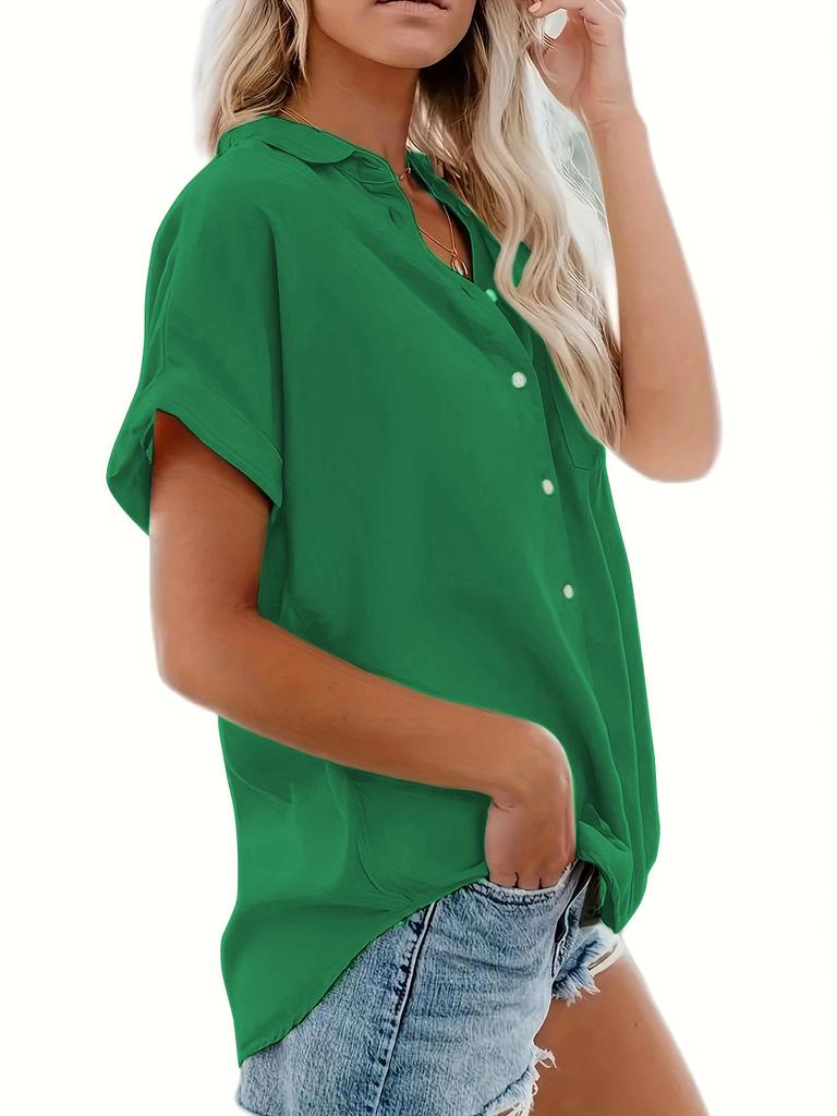 Women's 2025 Summer Exclusive Short-Sleeve Lapel Button-Down Shirt