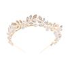 Alloy Hairband with Intricate Leaf Design Rhinestones Pearls Delicate Headpiece Suitable for Sensitive Scalp Wear