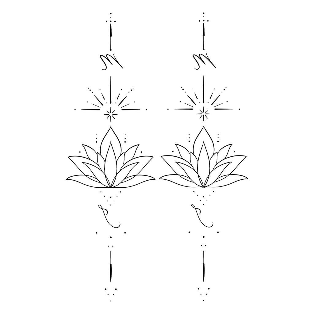 Advanced Sense Thorns Sun Moon Lotus Totem Crown Butterfly Love Flower Arm Waist Tattoo Sticker