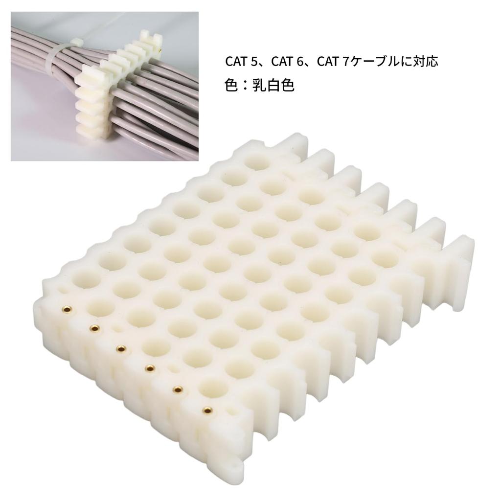 Network Cord Hole 9mm Cable Management Bundler Tool for and CAT7 Comb, Holes, Tangle-Free, Easy-to-Use CAT5, CAT6, (8x6 Holes)