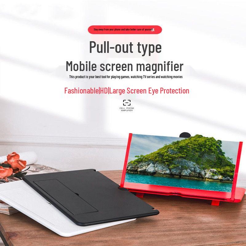 Portable 10-12 inch HD Mobile Phone Screen Magnifier with Stand