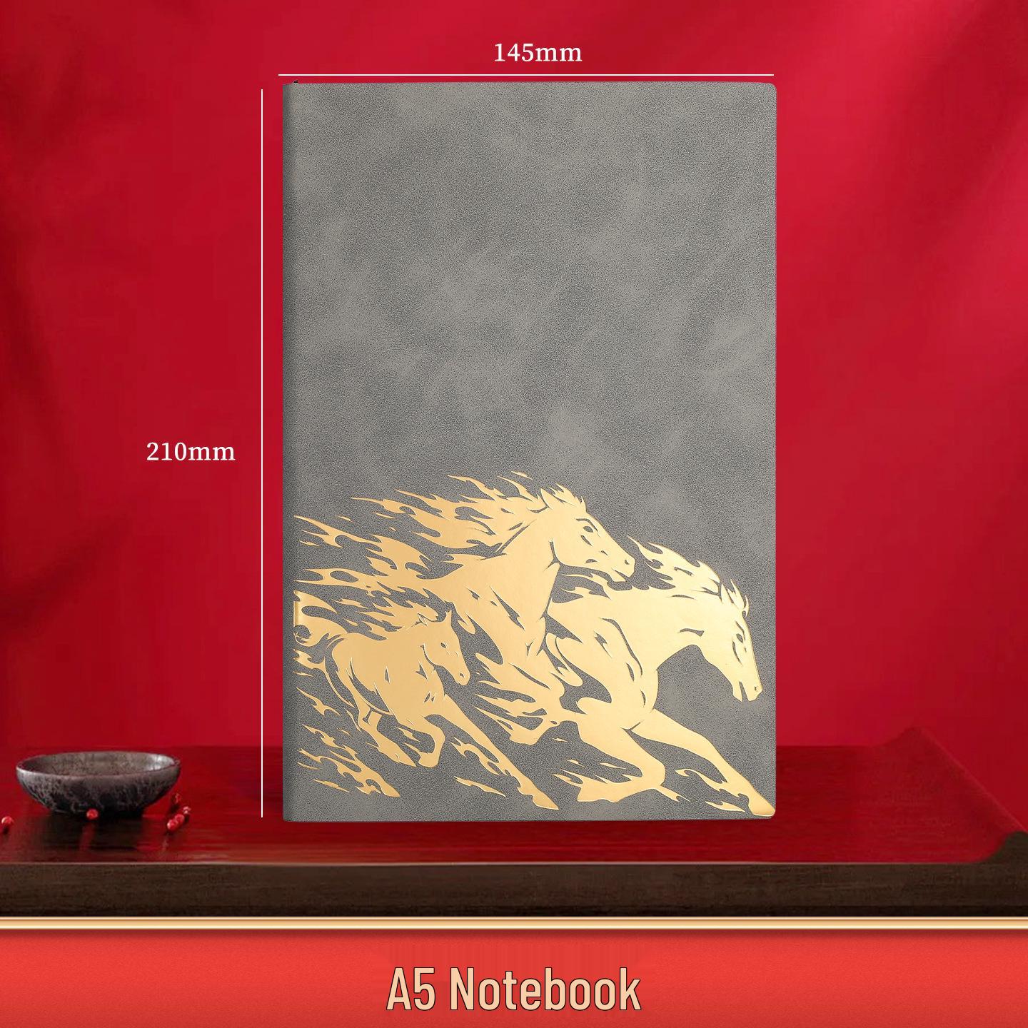 Chinese Style Horse Year Gift Set: A5 Notebook & Creative Thermal Mug 2026
