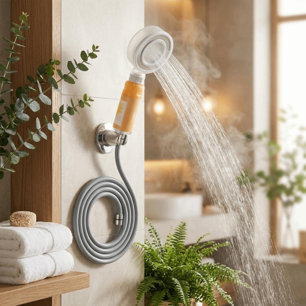 Built-in Water Filter Pressurized Shower Head Pressurized Design Chlorine Removal Function Skin Care Showerhead