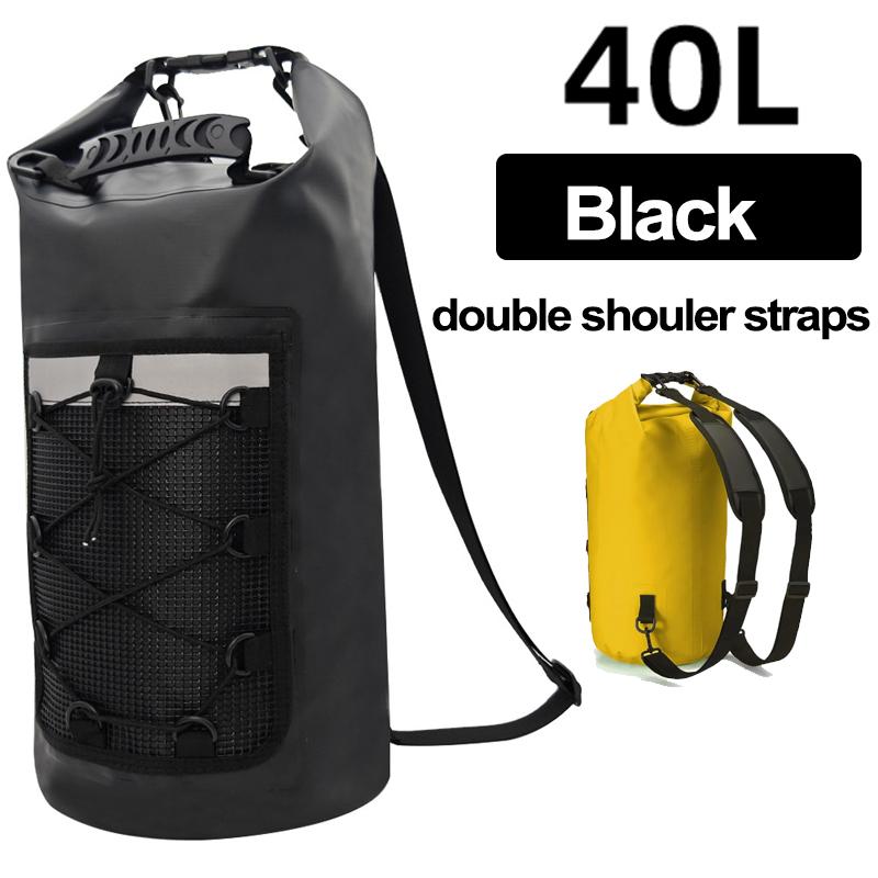 BEPAN 40L Floating Dry Bag for Kayaking Swimming Beach Waterproof Water Sports Rafting Boating Backpack Mesh Kayak Roll Top Travel Bag
