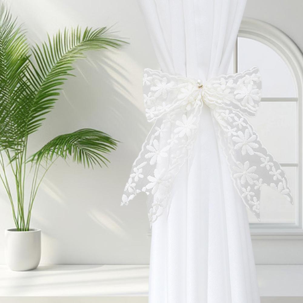 2ks/sada Krajkový mašličkový popruh na závěsy Nastavitelné přezky na okenní závěsy Kreativní fixátor závěsů