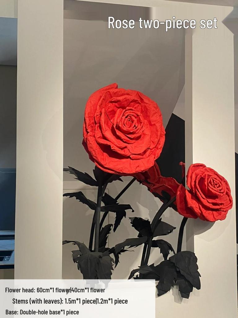 Giant Black Rose Flower Decoration - Floor Display & Wedding Prop