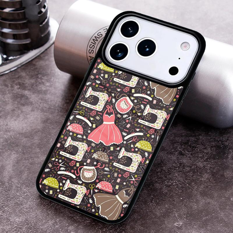 Sewing Machine Pattern soft Phone Case For iPhone 17,16e,15,14,13,12,11,Mini,Pro,MAX soft Silicone Cover