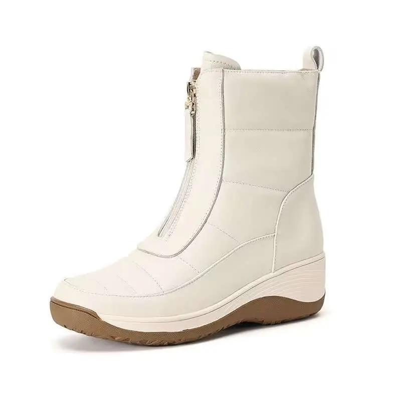 

Fashion Sneakers Snow Boots for Women Plain Lightweight Waterproof Woman Shoes Zip On Promotion Lamb Trend 2025 New In Y2k High Quality 35