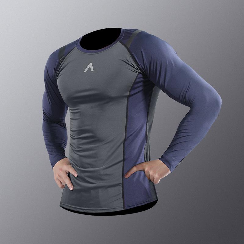 

Men s Quick-Dry Running Compression Shirt for Autumn - Ideal for Morning Workouts & Fitness Training 4XL синий