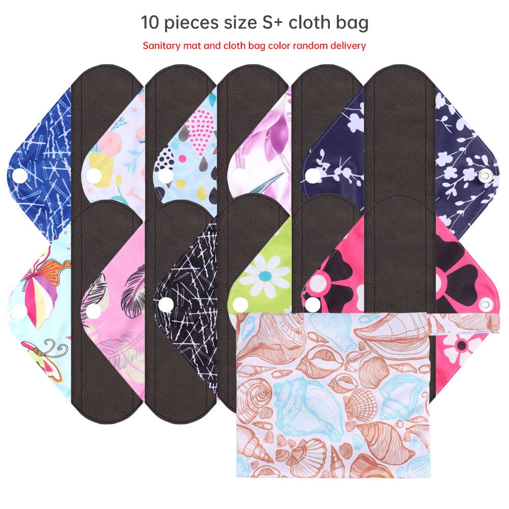 

5 шт./10 шт. многоразовые менструальные прокладки, гигиенические салфетки, женские гигиенические ежедневные полотенца, личное здоровье, женский уход, прокладки для трусов 10PCS - Mixed color - S чёрный