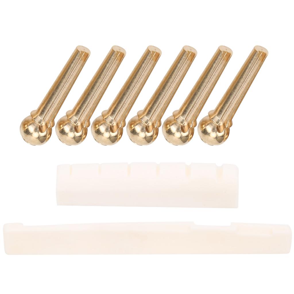 String Stud Kit Ox Bone Guitar Nut and Saddle Strings Tension Adjustment Tool Accessories(Copper String Stud Ox Bone