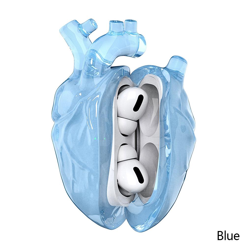 

Cool Heart Earphone Case For Airpodspro1/2 Airpods 4 3 Case 3D Liquid Silica Gel Earphone Cover Decoration Anti Fall Airpods 4 синий