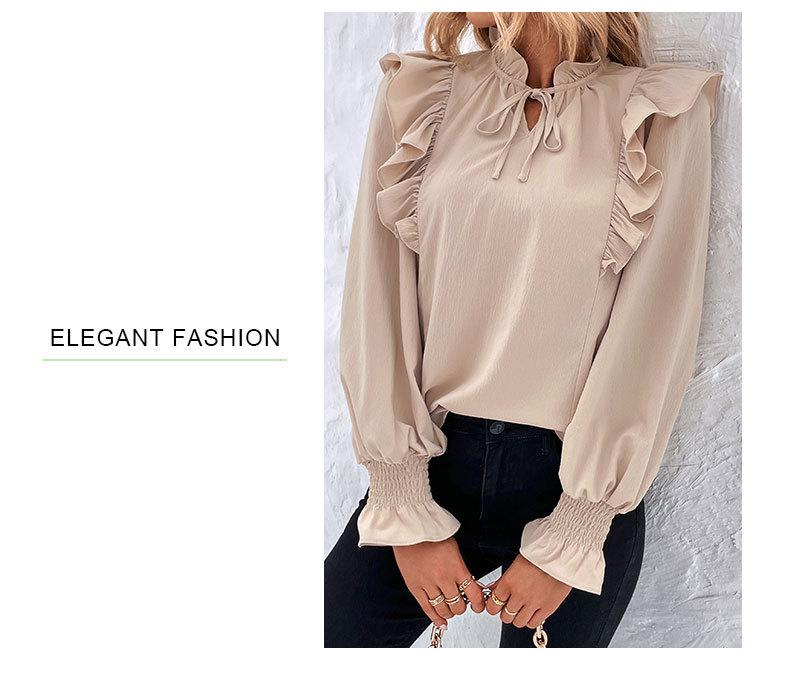 2025 Spring/Summer European & American Ruffle Long Sleeve Women's Shirt