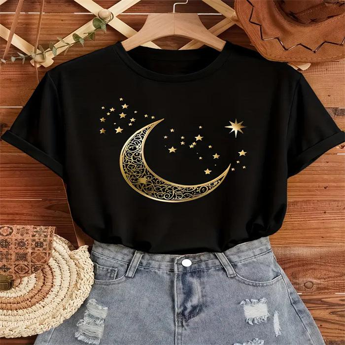 

Spot Women s Summer T-Shirt Printed Fashion Casual Cute Short Sleeve Women s Eye Printed Short Sleeve T-Shirt 5XL чорний