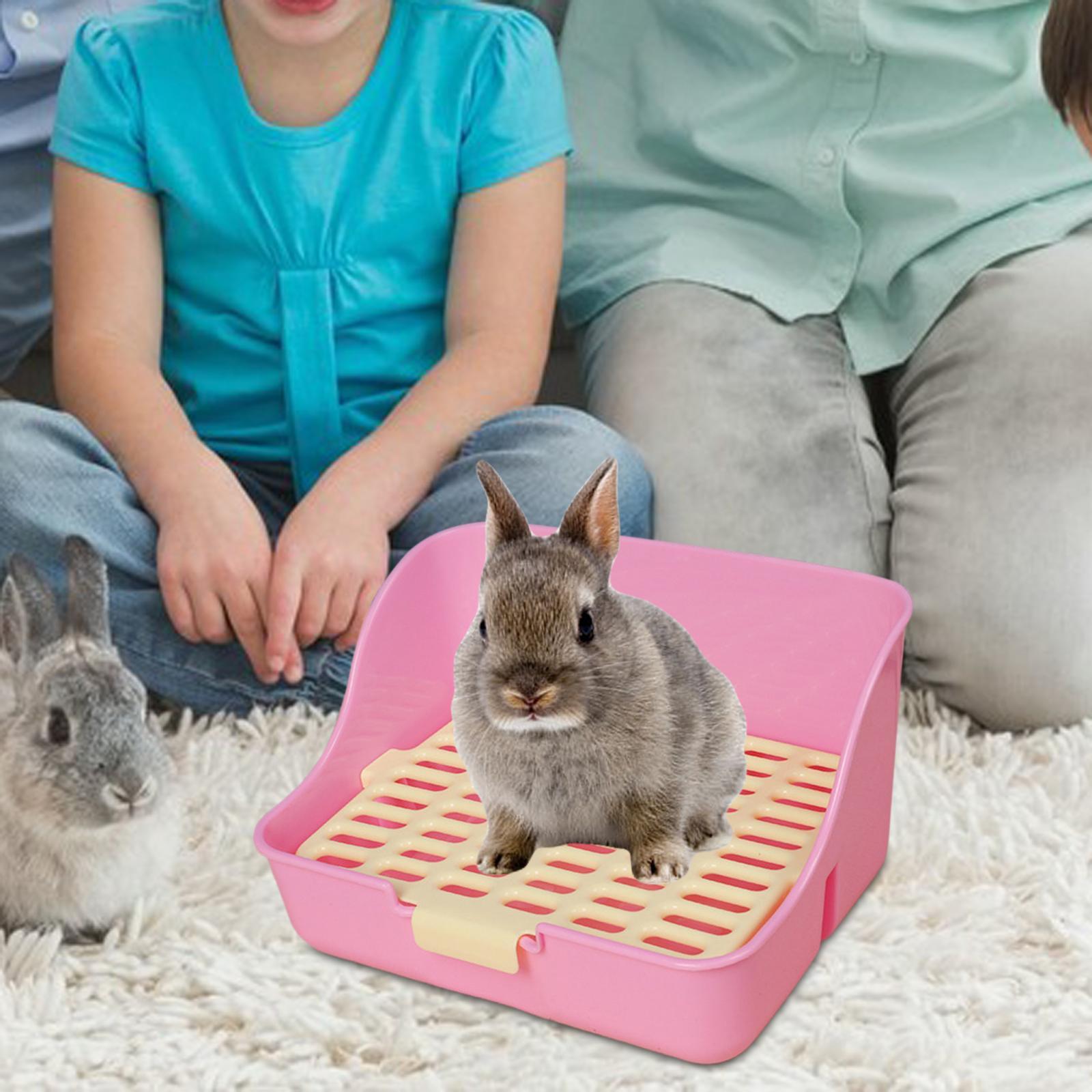 

Rabbit Litter Box Detachable Pee Tray Portable Bedpan Pet Toilet for Hamster Small Animals Chinchillas Pet Supplies Bunny розовый