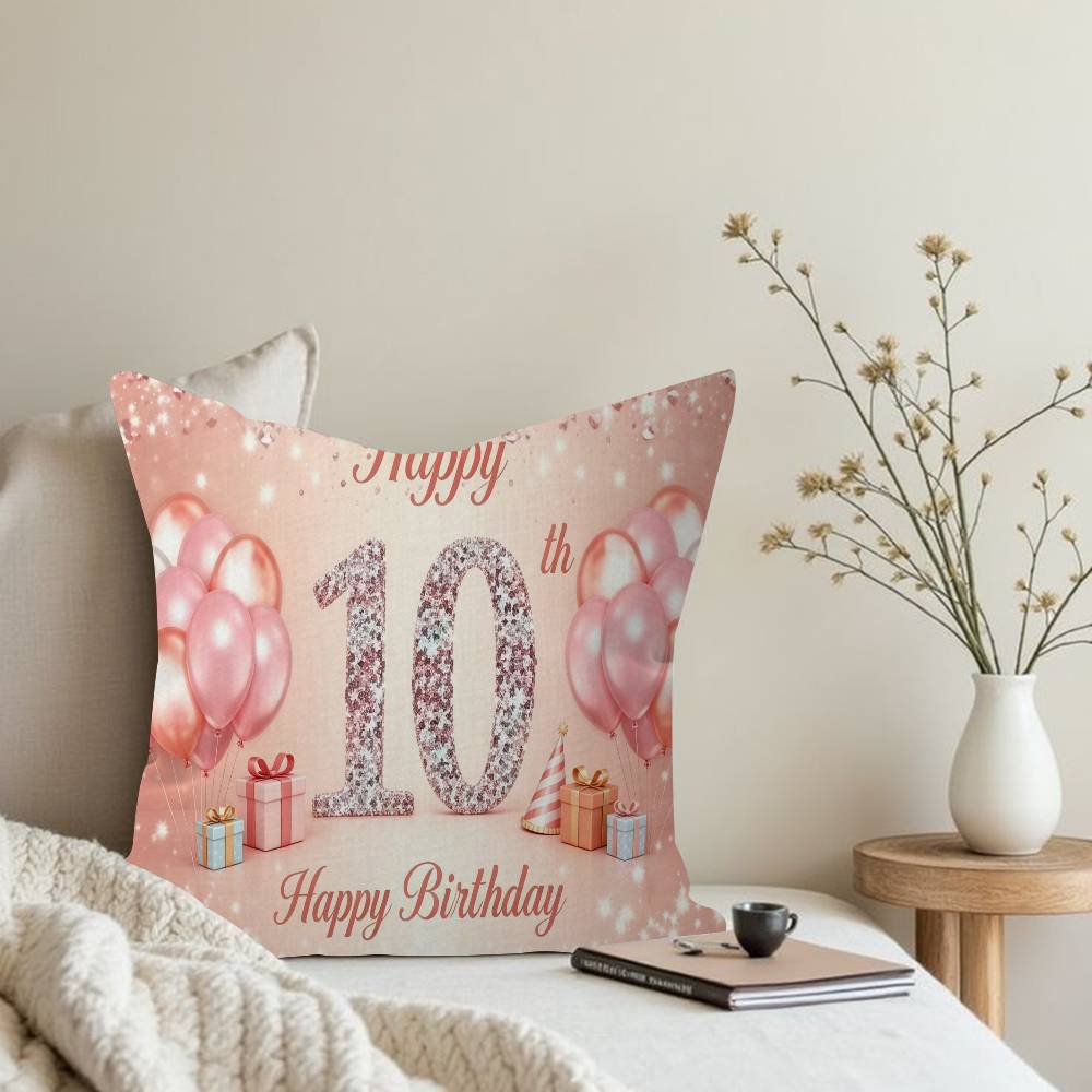 10th Birthday Party Cushion Cover Inches Farmhouse Decor Home Throw Pillow Covers for Couch Decorations