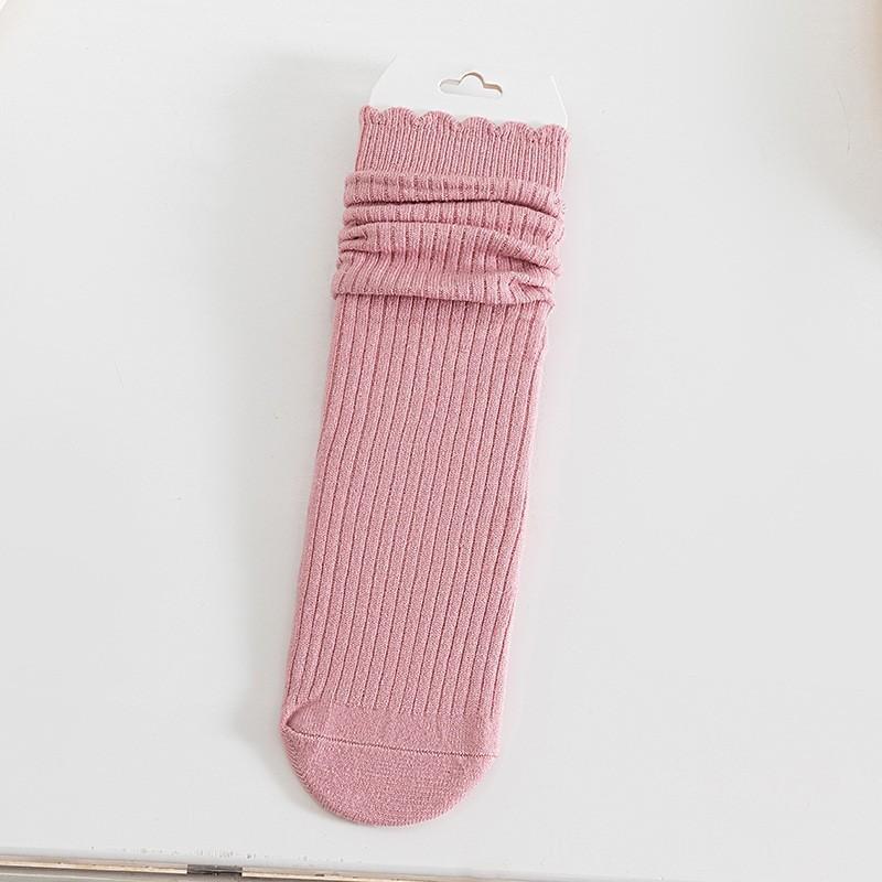 Lace Socks Children'S Stacking Socks Thickened Warm Wool Socks Solid Color Retro Sweat-Absorbing And Deodorant Medium Tube Socks