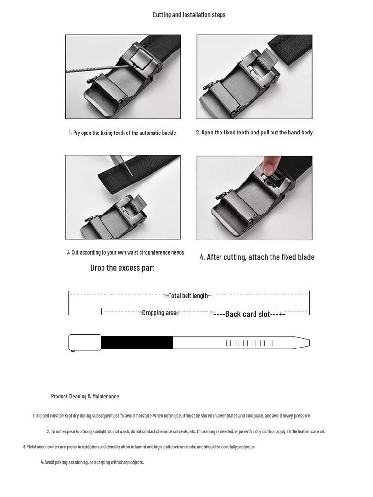 2024 Men's Genuine Leather Automatic Buckle Belt - Versatile Vegetable Tanned Cowhide for Business Style