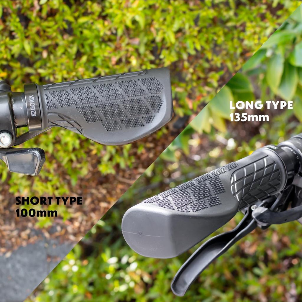 GORIX Bicycle Grips for Cross Bikes and MTB Handlebar Grips (GXQ WING) Black, Shock-Absorbing, Non-Slip (135x100mm)