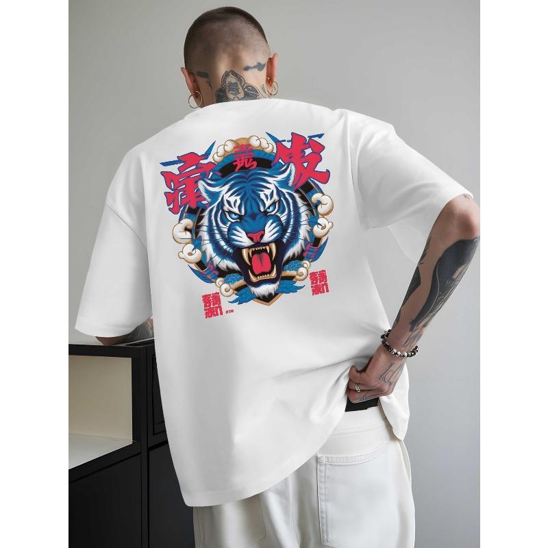 Men'S Trendy Short-Sleeve T-Shirts for Summer Outdoor Activities, Featuring Fashionable Prints, a Relaxed Fit, Versatile Round Neck Design