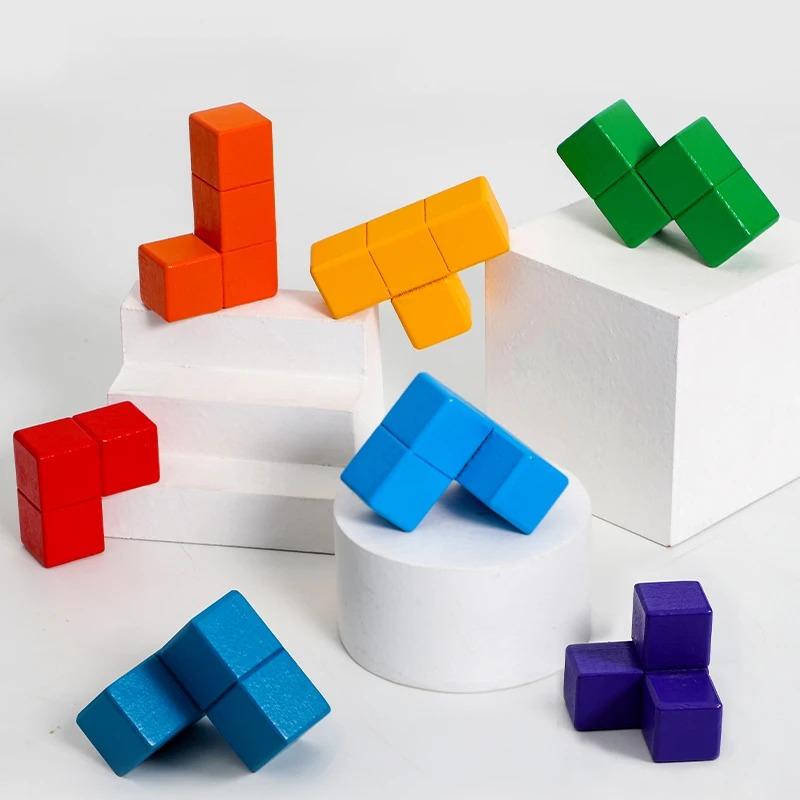 NEW 3D Wooden Soma Cube Toys Children Early Educational Building Block Montessori Puzzle Games Toys Brain Storm Game Sensory Toy