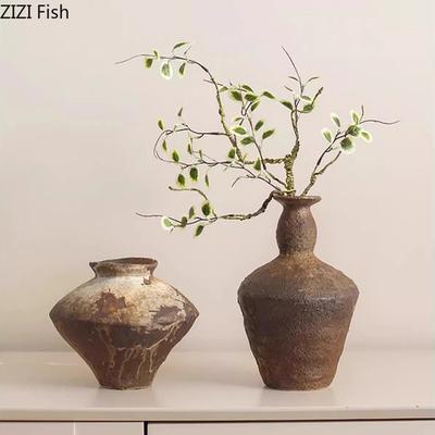 Keramikvase im Wabi-Sabi-Stil Tischdekoration Unvollkommene Ästhetik Blumenarrangement Retro Blumenvase Raum Ästhetische Dekoration