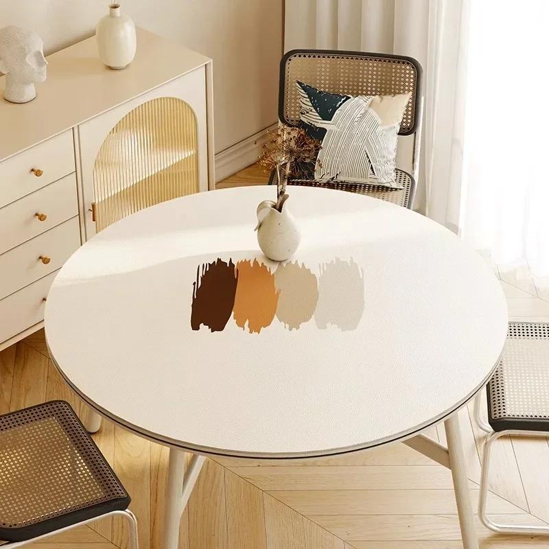 Round Waterproof Tablecloth Pvc Oil-proof Anti-scalding Dining Table Mat Japanese Minimalist Style Home Decoration Tablecloths