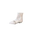 2025 New Pointed Belt Buckle Thick Heel Short Boots Women's European and American Style High Heel Rear Zipper Soft Leather Thin Short Boots