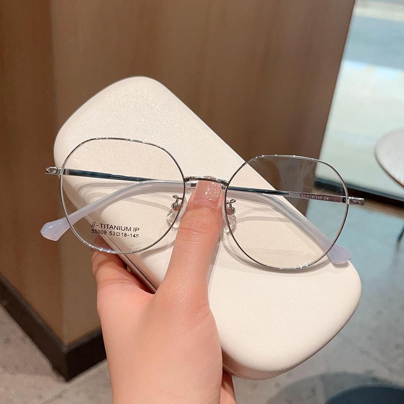 Retro Polygon Large Frame Non-Magnetic Glasses Frame Plain Female with Myopic Glasses Option Glasses with Diopters Glasses