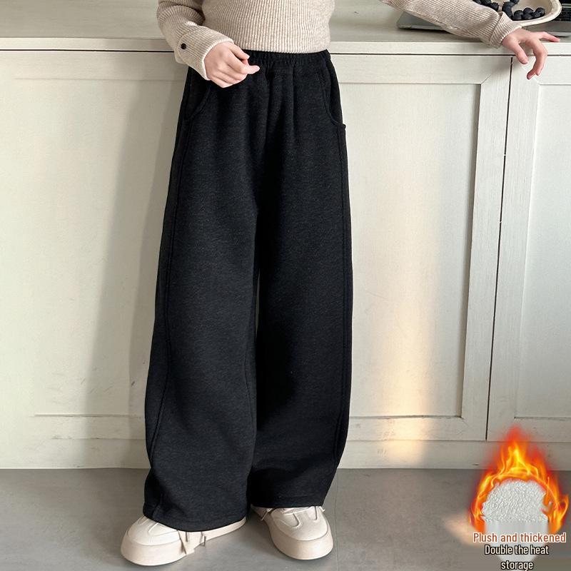 

Girls Fleece-Lined Winter Herringbone Lambswool Pants - 2025 Collection 120 cm