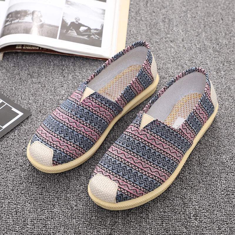 Stoffschuhe Frühling Ein-Pedal Faul Flachsohle Weichsohle Einzelne Schuhe Atmungsaktive Canvas-Schuhe Mutter