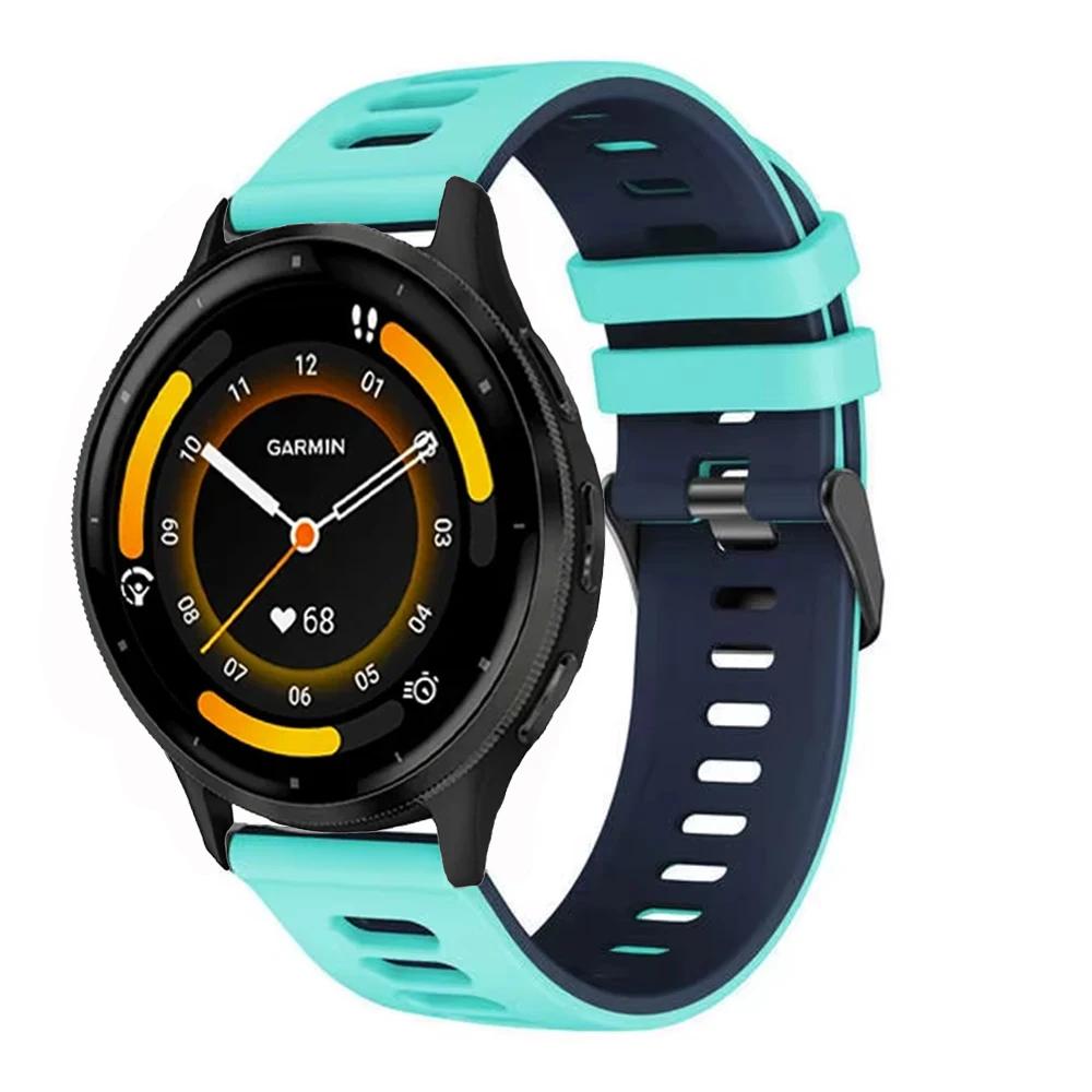 20mm 22mm Two-color Silicone Strap For Garmin Forerunner 265 165 55 965 955 255 570 970 Bracelet Wristband Garmin Venu 4/3 Belt