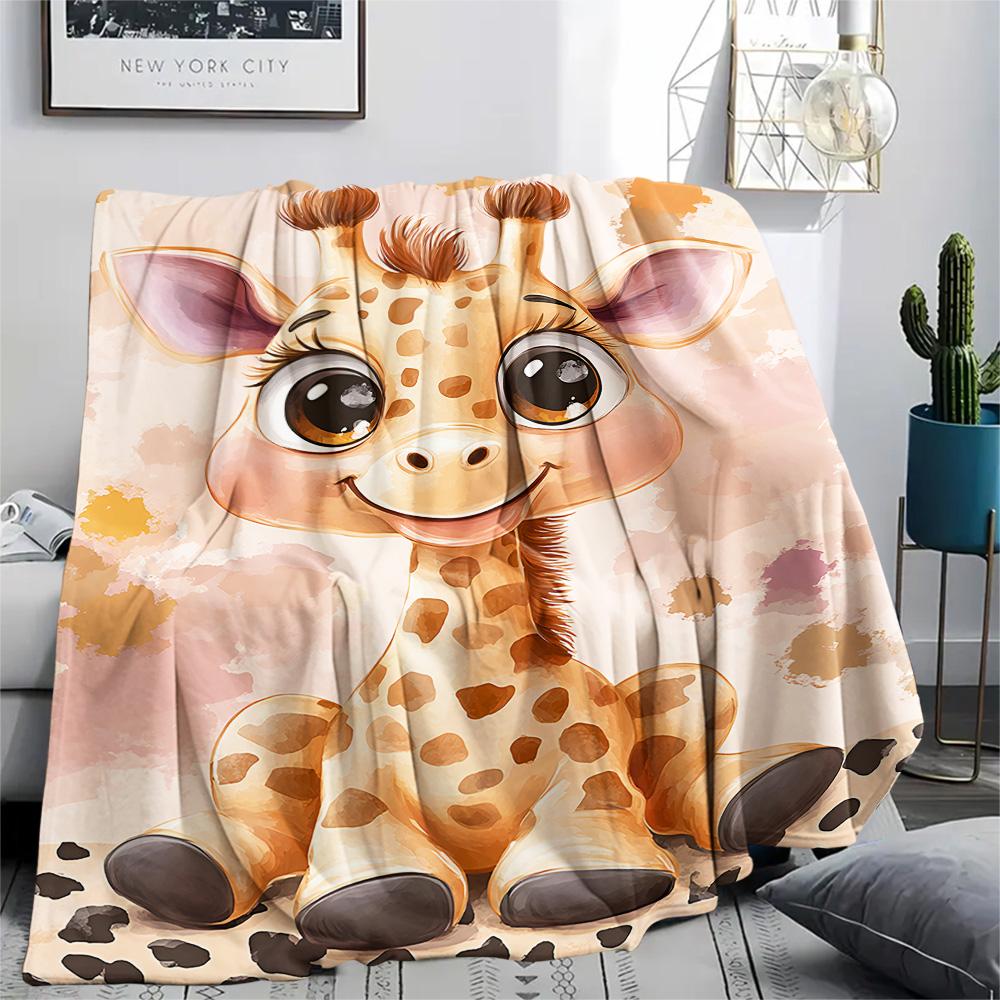 Giraffe Print Flannel Blanket, High quality Comfortable for All Seasons, Home Decor, Warmth and Comfort, Perfect for Christmas Gifts