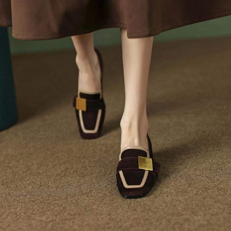 

Матовые туфли-лодочки с квадратным носком и толстым каблуком, женские, 2025 осень, новые, коричневые, с французским темпераментом светской львицы, на высоком каблуке 40 темно-коричневого