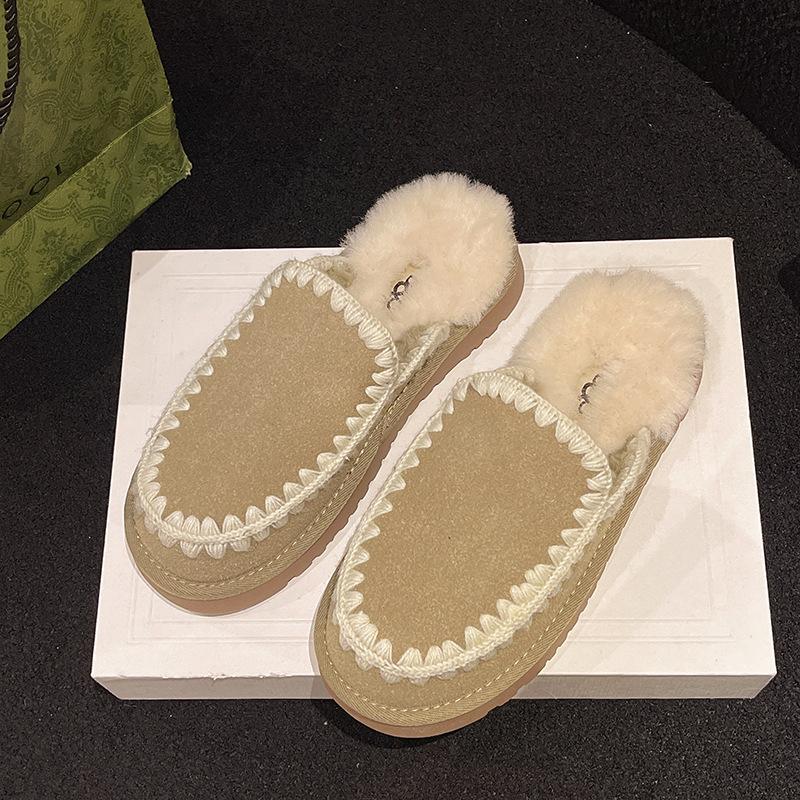 Fashion, Lightweight, Retro, Heightened Thick-soled Fluffy Slippers for Women's Outer Wear 2025 New Autumn and Winter Velvet Warm Slippers