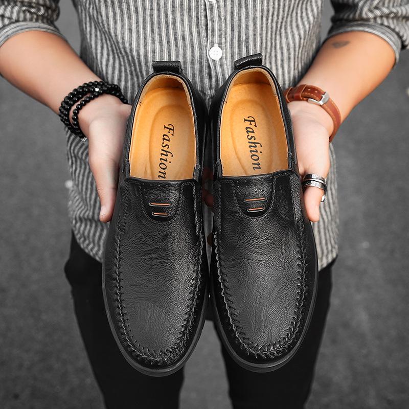 

Мода 2024 осень-зима мужские кожаные мокасины ручной работы для вождения мужские повседневные итальянские роскошные мокасины брендовые мокасины для мужчин 37 чёрный