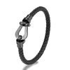 Classic Brand Horseshoe Clasp Genuine Leather Cord Bracelet Men Women Stainless Steel Wristband Handmade Creative Lover Jewelry