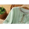 Cotton and Linen Top Women's Summer Embroidered Literary Retro Cotton and Linen Shirt Pullover Three-quarter Sleeve