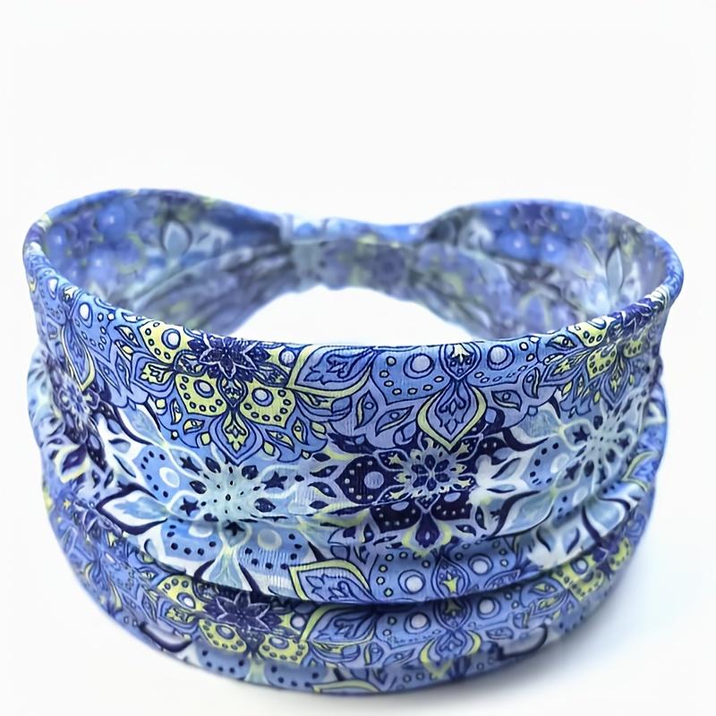 1pz Cerchietto da Yoga da Donna con Stampa Mandala - Elastico Traspirante per Fitness, Yoga e Uso Quotidiano, Design Floreale Vivace, Vestibilità Sicura per lo Stile di Vita