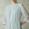Life In Left Light Blue Pleated Lace Tassel Long Dress