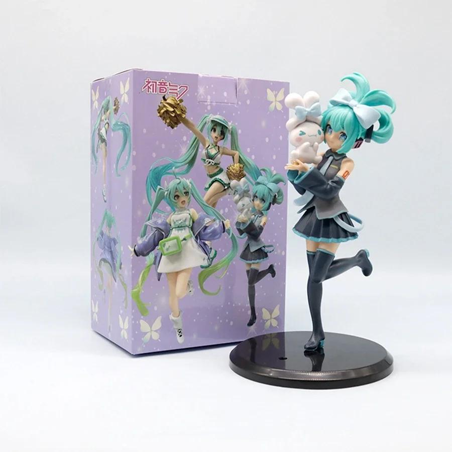 1 Stück 20 cm / 7,87 Zoll Hatsune Miku X Cinnamoroll Anime Figur Kawaii Miku Action Figur PVC Erwachsenen Sammlermodell Puppen Spielzeug Geschenke