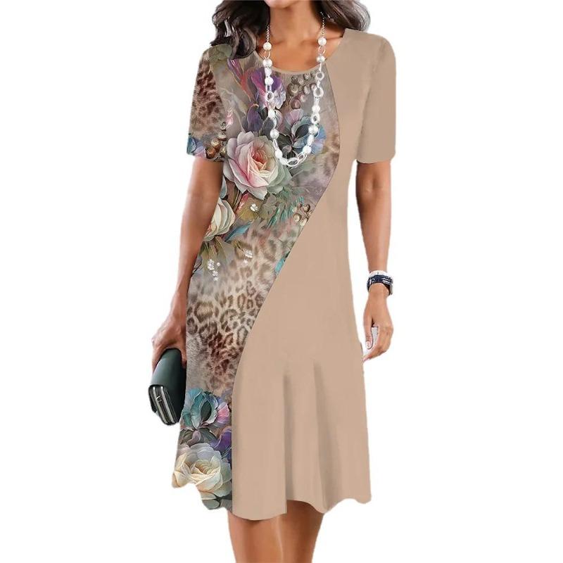 EastRogue  Women's Fashion Summer Spring Short Sleeve O-Neck Casual Dresses
