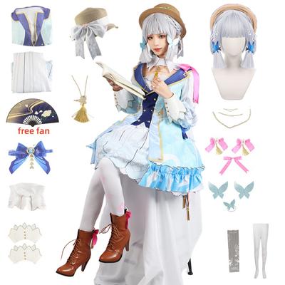 Game Kamisato Ayaka Cosplay Fontaine Springbloom Missive Lolita Jurk Cosplay Kostuum Pruik Outfit Halloween Cos