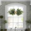 Yousheng Artificial Olive Wreath for Front Door Realistic Green Olive Branches with Bean for Farmhouse Indoor Outdoor Home Wall Window Wedding