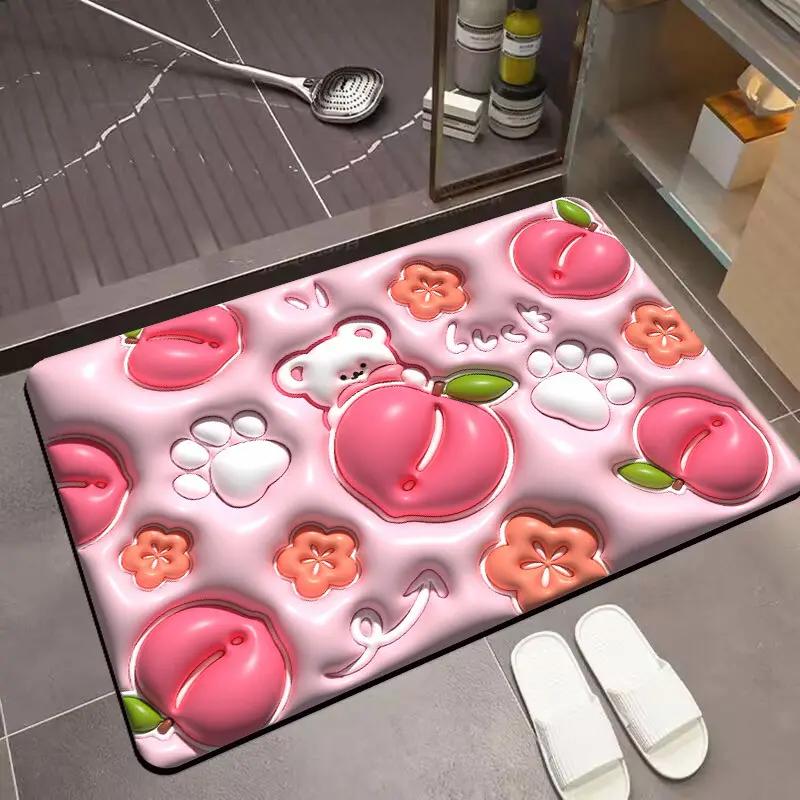 3D Stereoscopic Vision Fruit Printed Bathroom Floor Mat Anti slip Water Absorbing Quick drying Bathroom Home Decoration