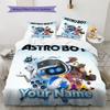 Vlastní jméno Astro Bot Dobrodružství Povlečení, Sada přikrývek Povlak na přikrývku Povlak na polštář Domácí Dárek k narozeninám (1 * povlak na peřinu + 2 * povlak na polštář, bez jádra)