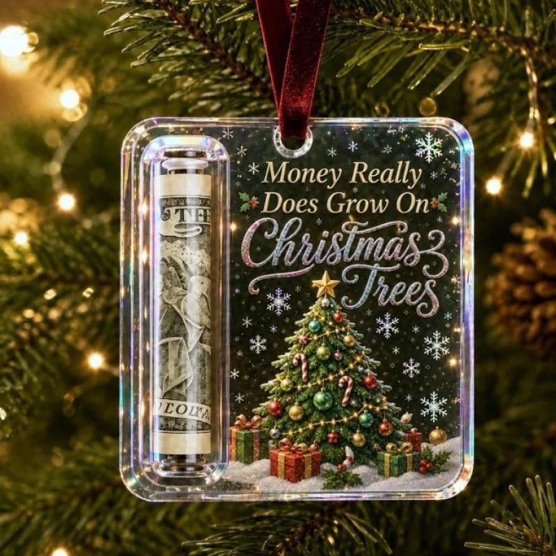 Christmas Money Holder Ornament Santa Snowman Angel Design Hanging Decoration for Christmas Tree Home Party 9.9cm