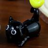 Glass Black Cat Miniature Tiny Colored Glass Cat Ornament Cute Mini Kitty Figurine for Desktop Bookshelf Fairy Garden Micro Landscape Decor